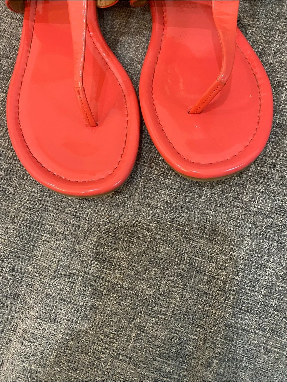 Coach Caterine Coral Patent Leather T-Strap Sandals Women’s Size 7.5